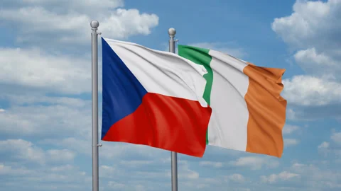 Ireland and Czech two flags Stock Footage 268995672