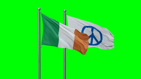 Ireland and Peace two flags Stock Footage 289643067