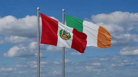 Ireland and Peru two flags Stock Footage 281231240