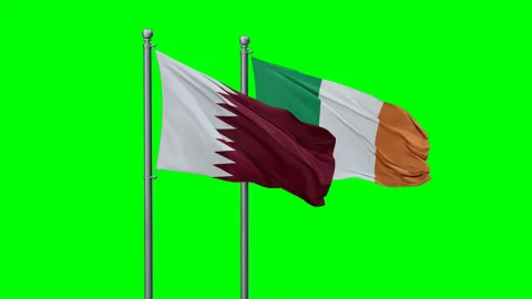 Ireland and Qatar two flags Stock Footage 291190909