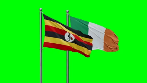 Ireland and Uganda two flags Stock Footage 292823203