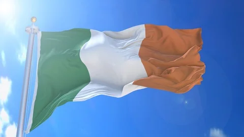 Ireland animated flag pack in 3D and isolated background Stock Footage 119929870