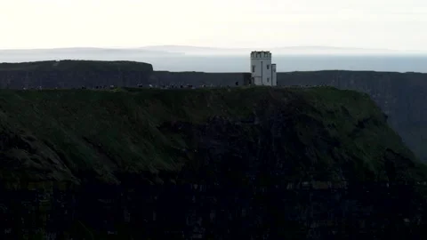 Ireland, Cliffs of Moher. 11-24-2025. Zoom shot O'Brien's Tower. Stock Footage 330669206
