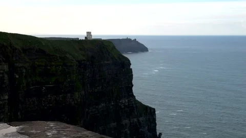 Ireland, Cliffs of Moher. 11-24-2025. Panoramic view, O'Brien's Tower. Stock Footage 335315232