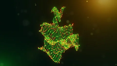 Ireland Connected Intelligence Network Map Reveal Motion Graphics Stock Footage 338092179