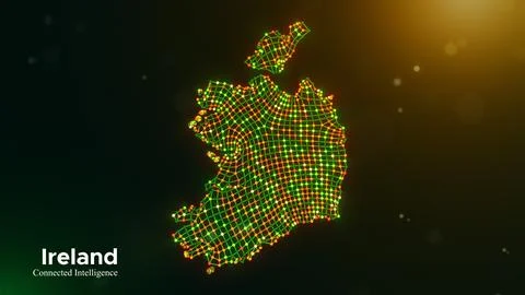 Ireland Connected Intelligence Technology Network Map Presentation Concept Stock Illustration