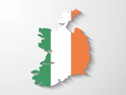 Ireland  country map with shadow effect presentation Stock Illustration