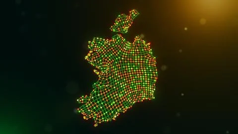 Ireland Digital Connectivity Network Map With Flowing Data Mesh Illustrazione stock