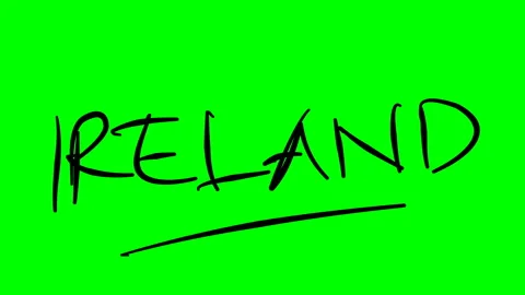 Ireland drawing text on green background Stock Footage 128893586