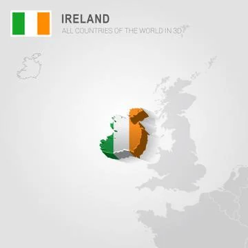 Ireland drawn on gray map. Stock Illustration