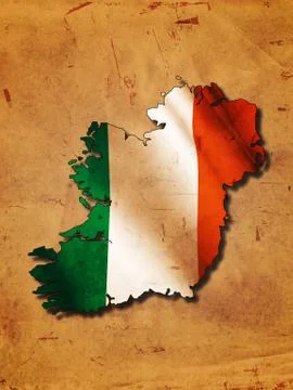 Ireland flag and map Stock Illustration