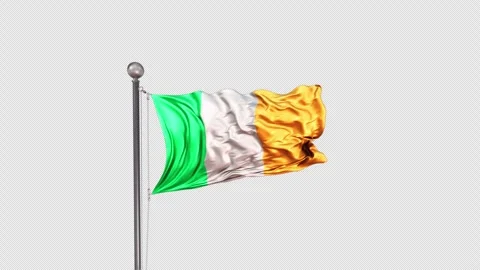 Ireland Flag  Animation Loop Include Alpha 3D Rendering Stock-Footage 312076323