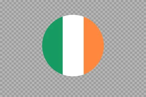 Ireland flag in circle shape isolated  on png or transparent  background,Symb Stock Illustration