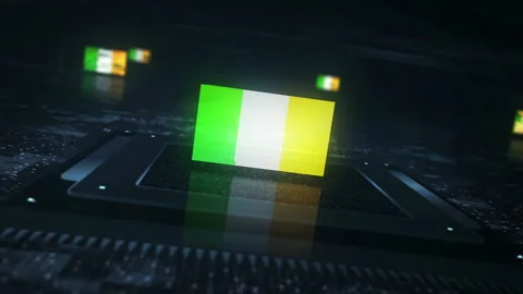 Ireland flag on computer cpu Stock Footage 334172350
