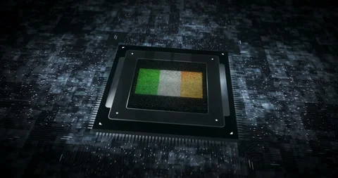 Ireland flag on computer cpu Stock Footage 334172485