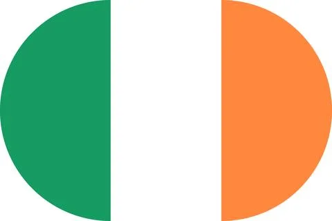 Ireland flag in flat oval design Illustrazione stock