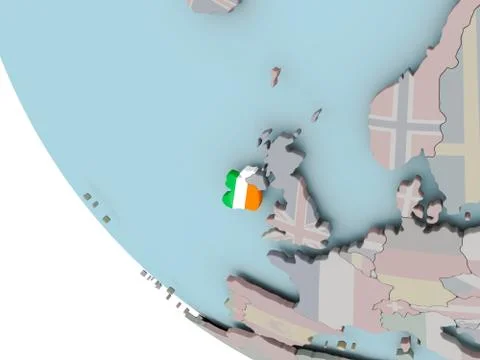 Ireland with flag illustration Stock Illustration
