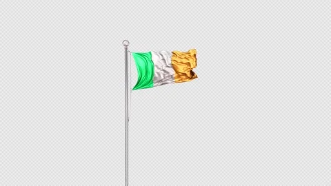 Ireland   Flag Pole  Animation Include Alpha 3D Rendering Stock-Footage 312076233