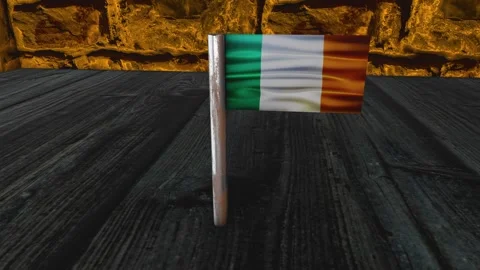 Ireland Flag Post - Orbiting Shot Video stock 271064456