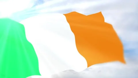 Ireland Flag Seamless Loop 4k 60fps on Sky Background Stock Footage 340625216