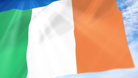 Ireland Flag Seamless Loop 4k 60fps on Sky Background Stock Footage 341674163