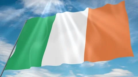 Ireland Flag Seamless Loop 4k 60fps on Sky Background Stock Footage 341758114