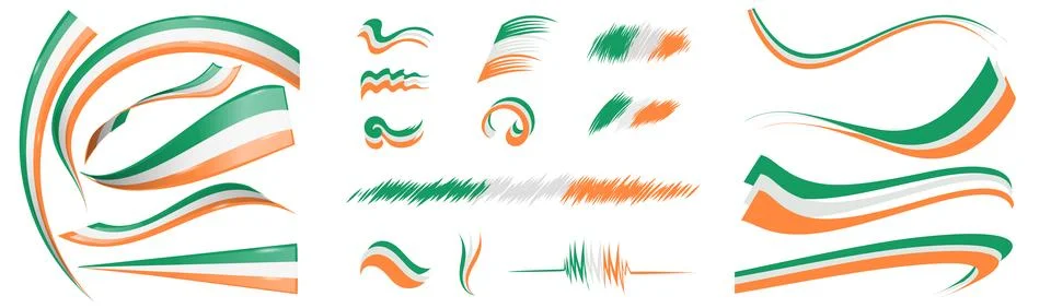 Ireland flag set elements, vector illustration on a white background イラスト素材