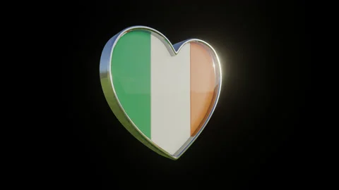 Ireland Flag in the Shape of 3D Heart. Stock Footage 133231259