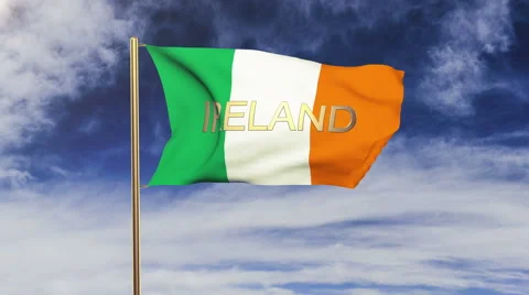Ireland flag with title waving in the wind. Looping sun rises style.  Animation Stock-Footage 47973892