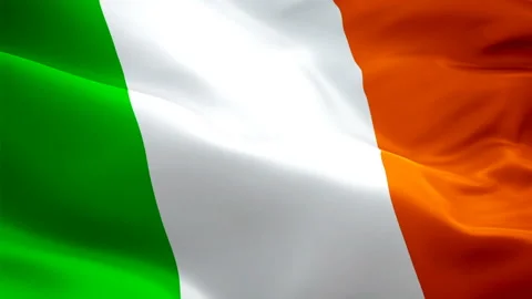 Ireland flag video waving in wind. Realistic Irish Flag background. Ireland Flag Stock Footage 102832016