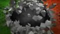 IRELAND flag on wall explosion + alpha HD Footage