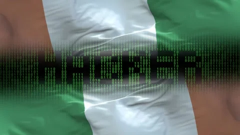 Ireland flag - Waving flag on matrix binary code background Stock Footage 321420106