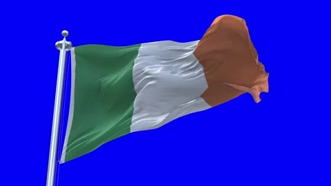 Ireland Flag Waving in Loopable and Textured green screen background Stock Footage 296876290