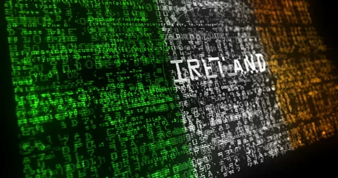 Ireland flag waving with security code Stock Footage 334172152