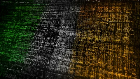 Ireland flag waving with security code Stock Footage 334172266
