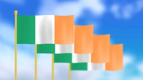 Ireland flag waving in wind Stock Footage 199912172
