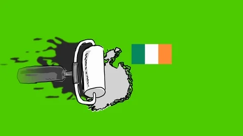 Ireland - Hand-Drawn Animation - scroll painting black Stock Footage 98558879