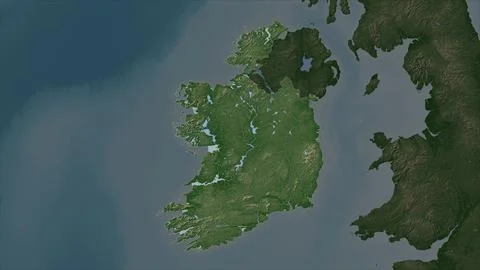 Ireland highlighted on a Pale colored elevation map with lakes and rivers Stock Illustration