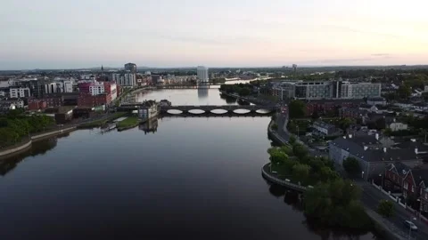Ireland - Limerick City Center Bridge Stock Footage