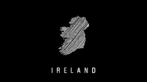 Ireland map appearing with scribble effect on black background Stock Footage 315569981