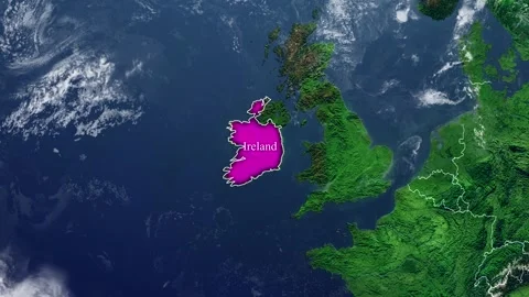 IRELAND Map With Borders Stock Footage 318675424