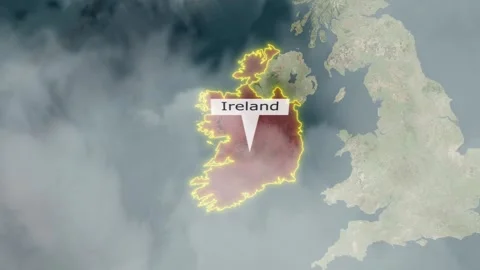 Ireland Map - Clouds Effect Video stock 267810234