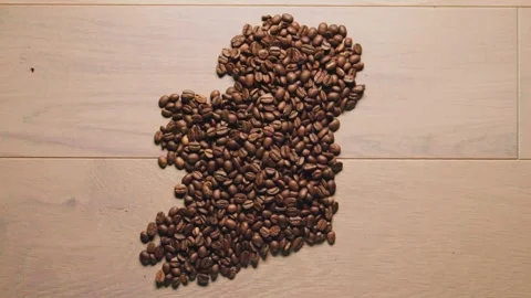 Ireland Map Coffee Beans Reveal Stock Footage 308235204