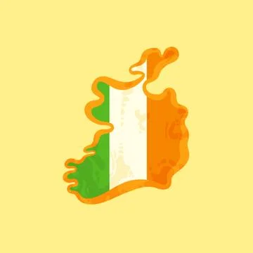 Ireland - Map colored with Irish flag Stock Illustration