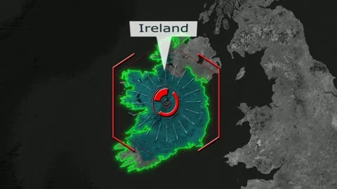 Ireland Map - Cyber Attack Video stock 268833413