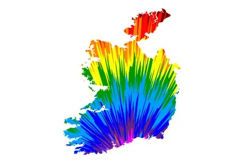 Ireland - map is designed rainbow abstract colorful pattern Illustrazione stock
