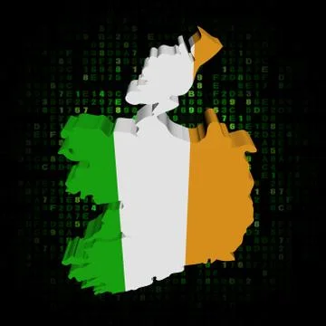 Ireland map flag on hex code illustration Stockillustratie