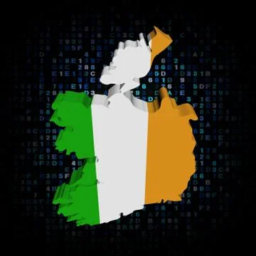Ireland map flag on hex code illustration Stock Illustration