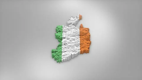 Ireland Map with Flag Intro Background Stock Footage 315162447