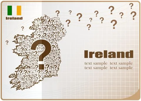 Ireland map flag made from question mark. Illustrazione stock